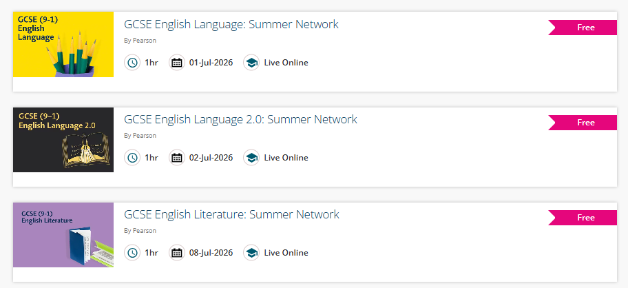 Summary of dates and details of forthcoming GCSE networks.