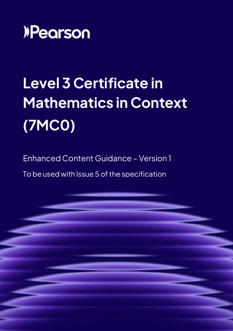 Maths in Context Enhanced Content Guidance (front cover)