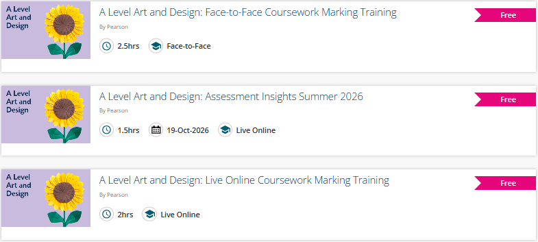 A Level Art and Design training