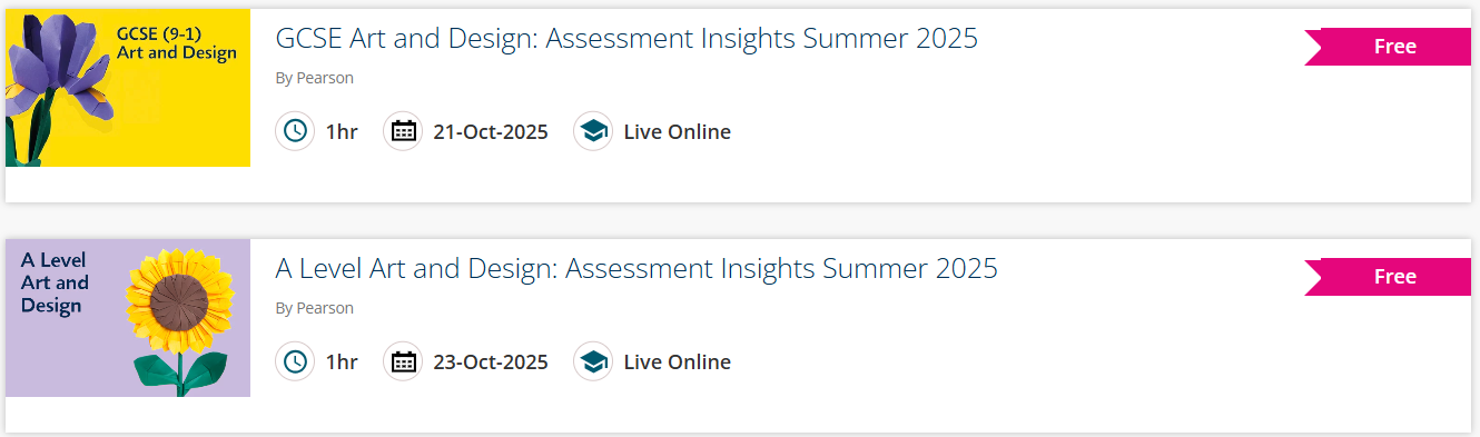 GCSE and A Level Art and Design Assessment Insights 2025 Events