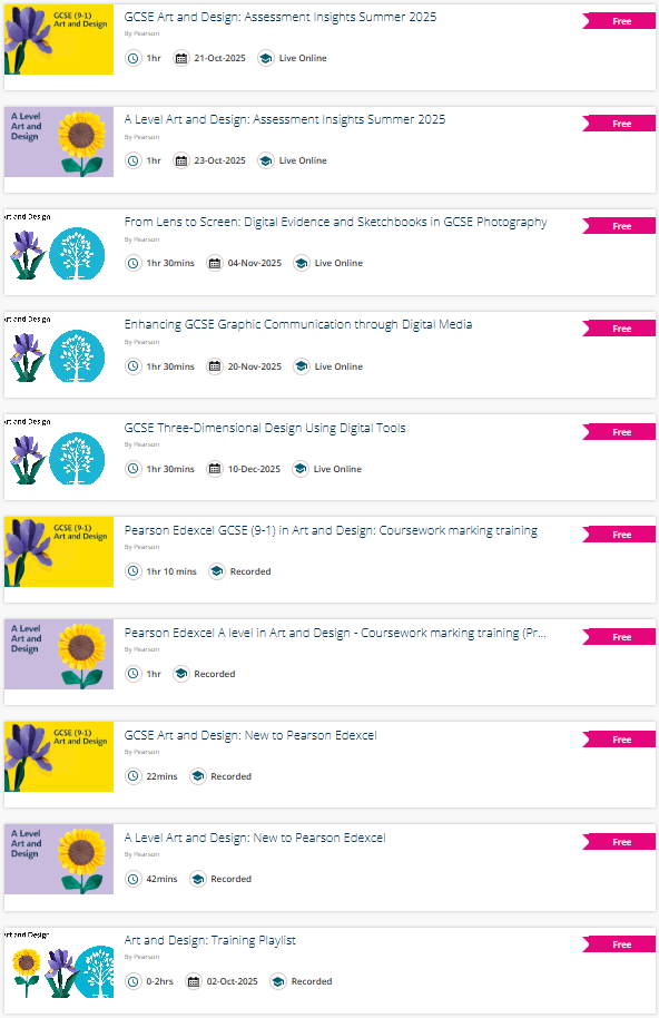 GCSE and A Level Art and Design training 2025