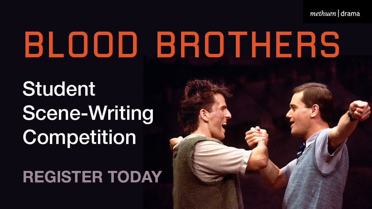 Image fo 2 men embracing from a production of 'Blood Brothers'