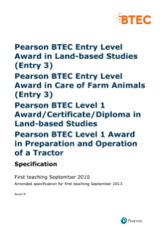 BTEC Level 3 Award in Care of Farm Animals specification 