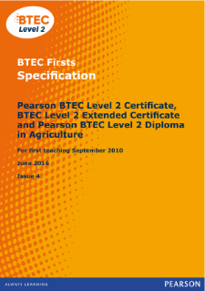 BTEC Firsts in Agriculture specification