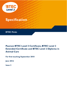 BTEC Firsts in Animal Care specification