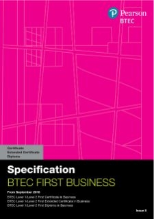 BTEC First Certificate in Business specification