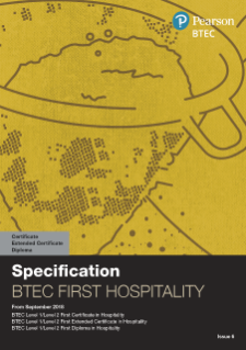 BTEC First Certificate in Hospitality specification