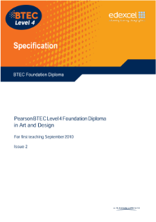 Pearson BTEC Level 4 Foundation Diploma in Art and Design specification