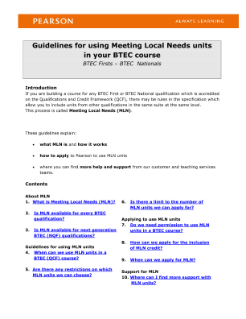Guidelines for using Meeting Local Needs units in your BTEC course