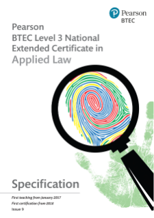 Pearson BTEC Level 3 National Extended Certificate in Applied Law: Specification