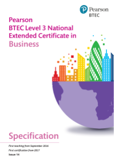 BTEC Level 3 Nationals Extended Certificate in Business specification