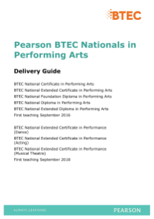 Delivery Guide - BTEC Nationals in Performing Arts
