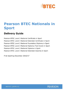 Delivery Guide - BTEC Nationals in Sport