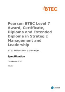 BTEC Level 7 Award in Strategic Management and Leadership specification