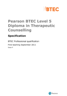 Pearson BTEC Level 5 Diploma in Therapeutic Counselling: Specification