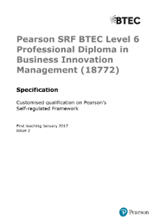 Pearson SRF BTEC Level 6 Professional Diploma in Business Innovation Management specification