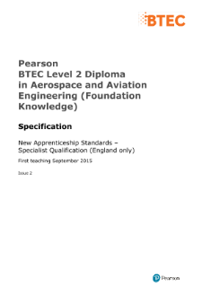 BTEC Level 2 Diploma in Aerospace and Aviation Engineering (Foundation Knowledge)