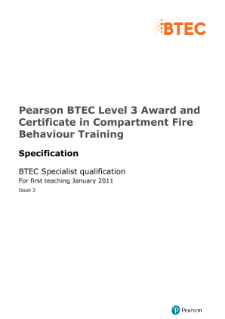 BTEC Level 3 Compartment Fire Behaviour Training specification