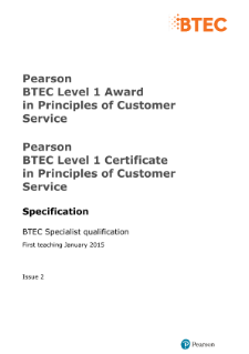 Specification - BTEC Level 1 Award/Certificate in Principles of Customer Service