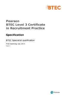 BTEC Level 3 Certificate in Recruitment Practice specification