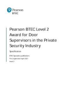 BTEC Level 2 Award for Door Supervisors in the Private Security Industry: Specification
