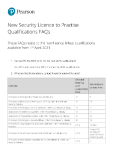 FAQs - New Security Licence to Practise qualifications