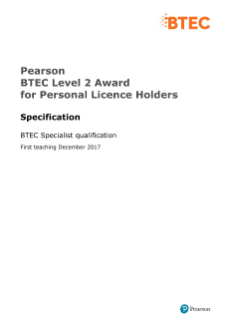Personal Licence Holders L2 pre-publication draft specification
