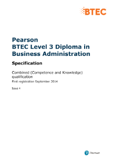 Pearson BTEC Level 3 Diploma in Business Administration specification