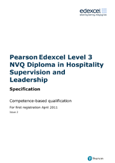 Specification - Level 3,Edexcel NVQ/competence-based qualifications