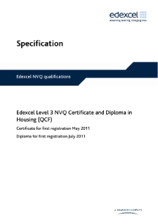 Pearson Edexcel Level 3 NVQ Certificate in Housing (QCF) specification