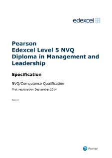 Pearson Edexcel Level 5 NVQ Diploma in Management and Leadership (QCF)
