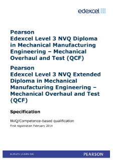Competence-based qualification in Mechanical Manufacturing Engineering - Mechanical Overhaul and Test (L3) specification