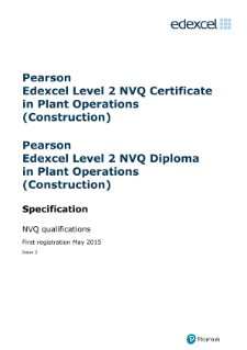 Pearson Edexcel Level 2 NVQ Certificate in Plant Operations (Construction) specification