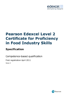 Competence-based qualifications for Proficiency in Food Industry Skills (L2) specification