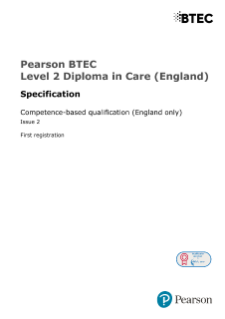 Pearson BTEC Level 2 Diploma in Adult Care (England) QCF specification