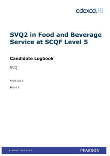SVQ 2 in Food and Beverage Service at SCQF Level 5 logbook
