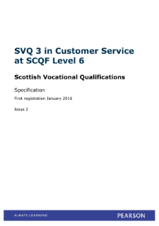 SVQ 3 in Customer Service at SCQF Level 6 specification