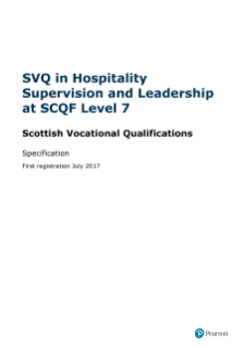 SVQ in Hospitality, Supervision and Leadership at SCQF Level 7 specification
