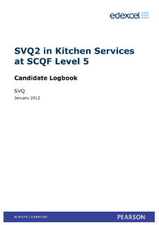 SVQ 2 in Kitchen Services at SCQF Level 5 logbook