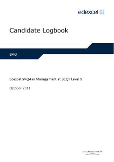 SVQ 4 in Management at SCQF Level 9 logbook
