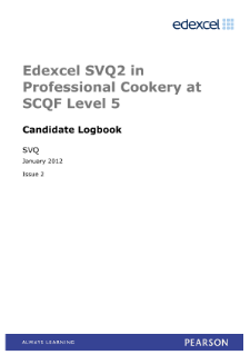 SVQ 2 in Professional Cookery at SCQF Level 5 logbook