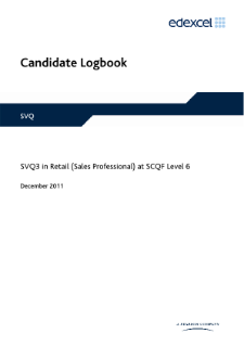 SVQ 3 in Retail (Sales Professional) at SCQF Level 6 logbook