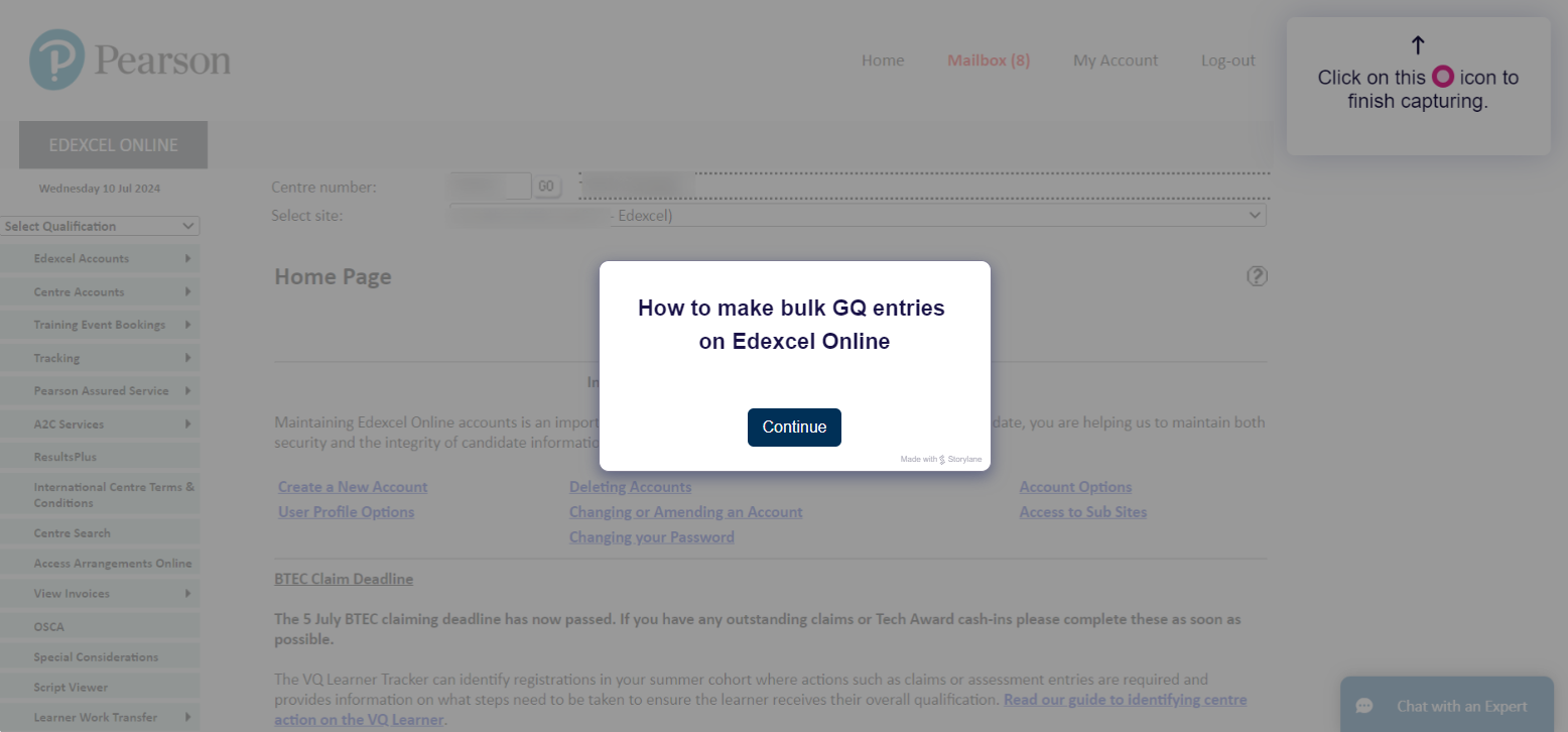 Interactive tutorial: making bulk GQ entries on Edexcel Online