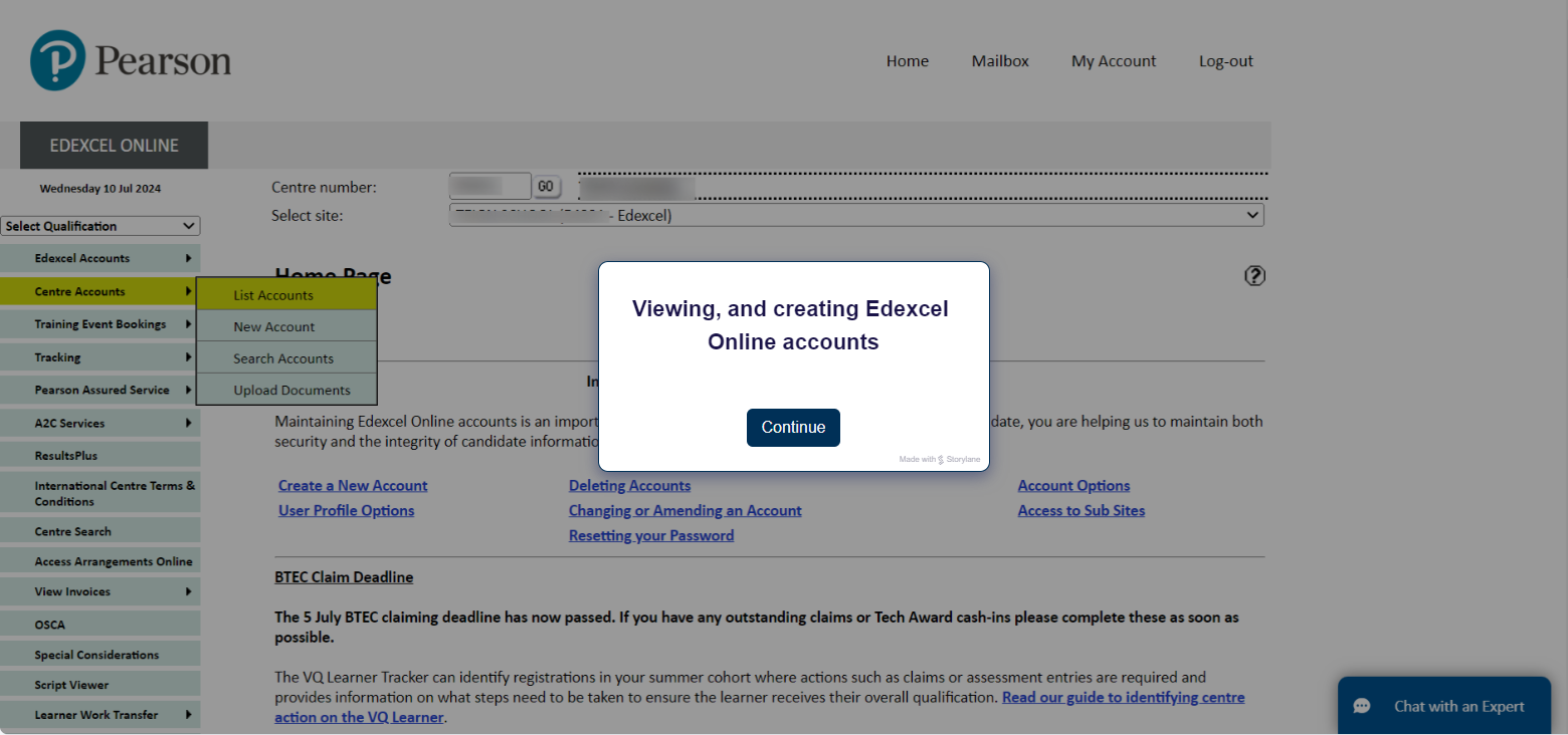 Interactive tutorial: creating Edexcel Online accounts