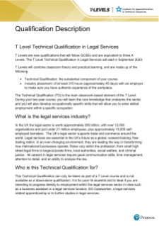 Qualification Description - T Level Technical Qualification in Legal Services 