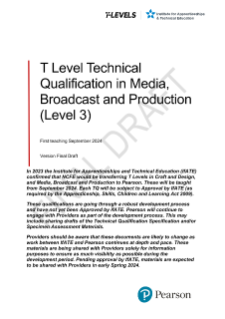 T Level Technical Qualification in Media, Broadcast and Production (Level 3) 