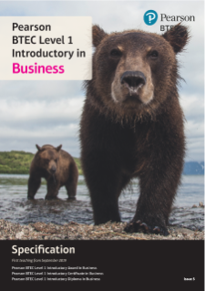 Specification: Pearson BTEC Level 1 Introductory in Business