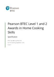 Pearson BTEC Level 1 Award in Home Cooking Skills: Specification