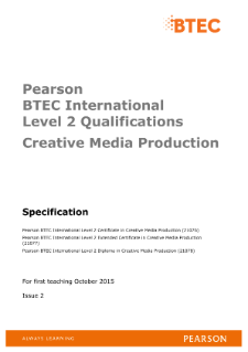 BTEC International L2 Creative Media Production specification