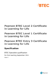 BTEC Certificate in Learning for Life specification